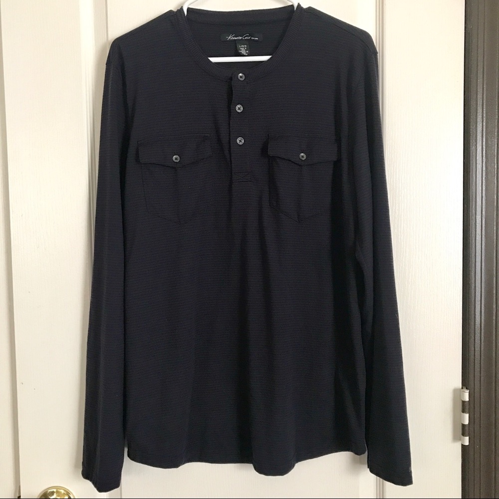 Kenneth Cole Dark Blue Pinstripe LS